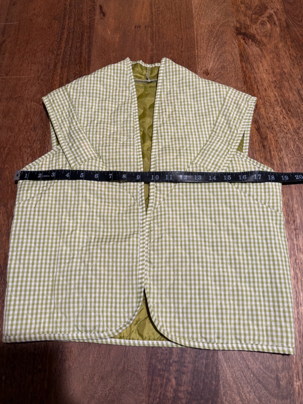 NWOT Italian Boutique Quilted Gingham Vest - Green - Siena Italy - Picture 6 of 7